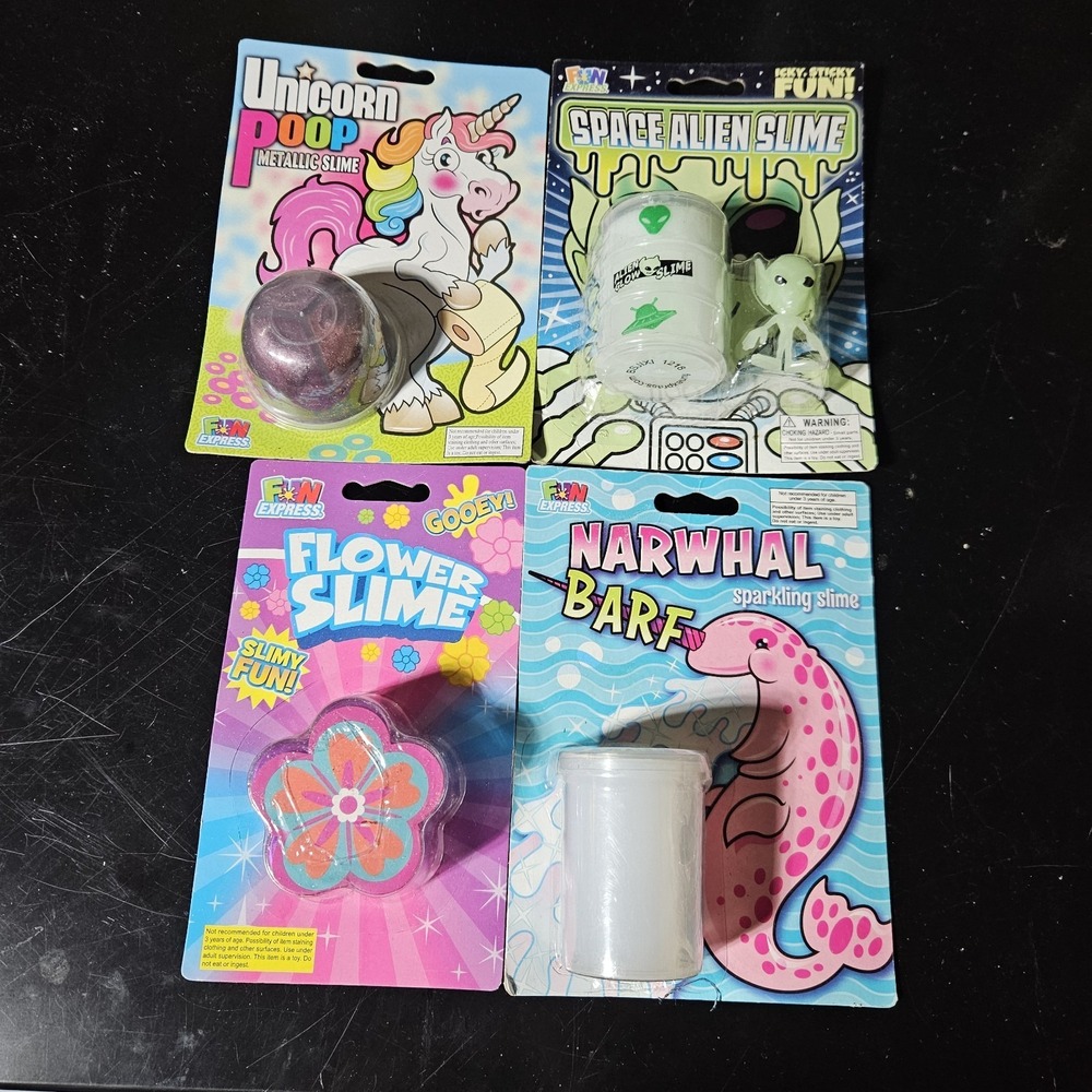 4‎ Pack Slime FLOWER NARWHAL ALIEN UNICORN New Metallic Sparkling